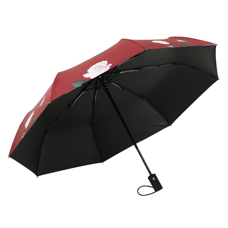 漫记太阳伞防晒防紫外线全自动折叠雨伞女晴雨两用红伞遮阳伞小巧 - 图3