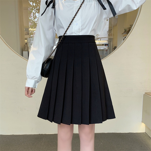 Extended version tall Korean style suit solid color pleated skirt