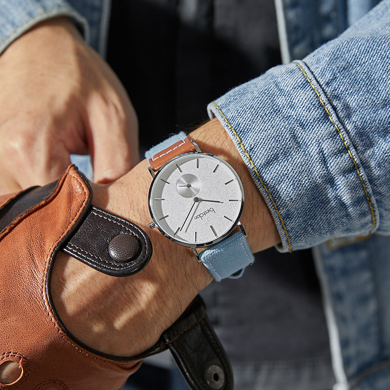 邦顿牛仔布带男士欧式简约石英表 bestdon帝瑞国产腕表