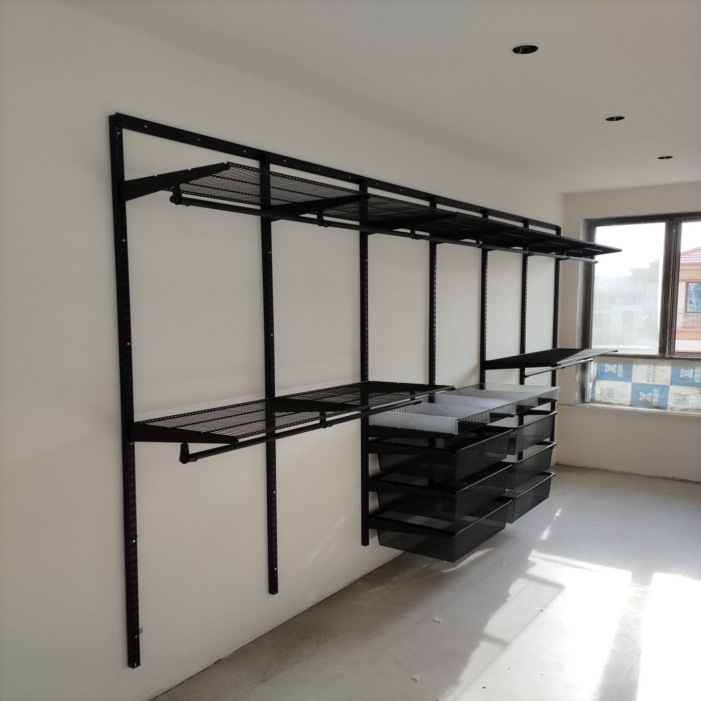 全屋定制砌墙金属衣柜步入式衣帽间小户型储物间上墙隔板置物架子,淘宝优惠券,粉丝福利购,淘宝优惠卷