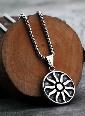 欧美玫瑰金色不锈钢太阳花吊坠