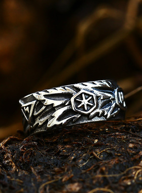 复古潮流骷髅头钛钢戒指男