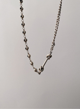 S925银双结项链女一字打结锁骨链