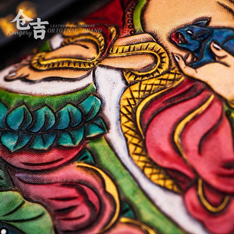 皮雕财神！手工钱包！仓吉男女长款拉链包牛皮包复古真皮手拿包,淘宝优惠券,粉丝福利购,淘宝优惠卷