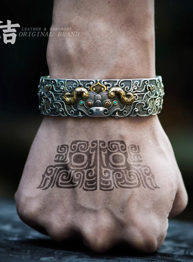仓吉手工手镯s990饕餮男女霸气
