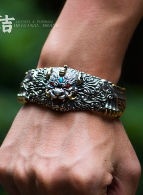 原创风男士雕刻貔貅送礼纯银手镯