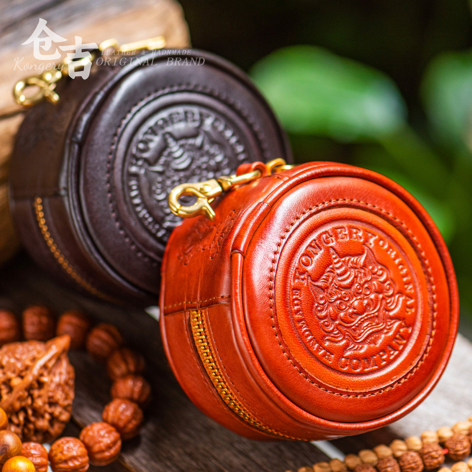 【至尊貔貅】手串收纳包！仓吉手工头层牛皮小圆包腰包核桃文玩包,淘宝优惠券,粉丝福利购,淘宝优惠卷