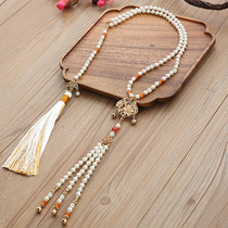 Minaret Han suit Costume Accessories with Accessories Horse Face Skirt Long Money Chain Mix With Ancient Dress Pendant Flow Su Back Cloud Country Wind Safety Lock