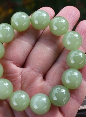 天然新疆和田玉青玉翠青手链