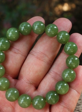 天然新疆和田玉黄口料手链