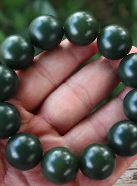 天然新疆和田玉碧玉鸭蛋青手链