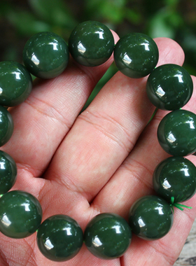 天然和田玉碧玉鸭蛋青手链