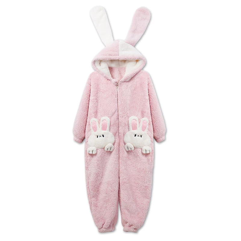 可爱小兔子连体睡衣少女秋冬季天珊瑚绒睡袍卡通萌萌兔毛绒家居服,淘宝优惠券,粉丝福利购,淘宝优惠卷