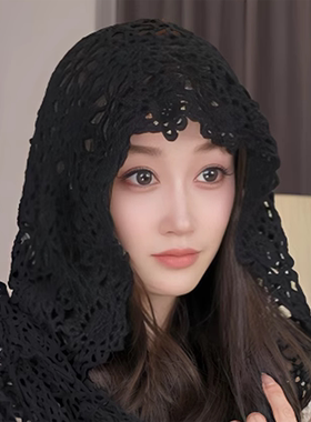 手工钩花帽子女镂空多用外搭披肩