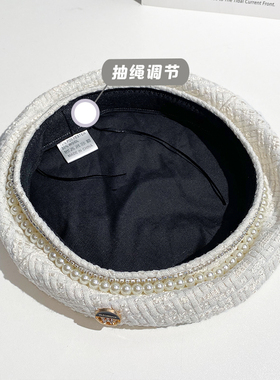 蓓蕾帽韩国韩国珍珠新品小香风