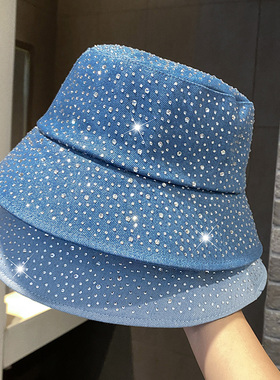 重工水钻渔夫帽女时尚百搭显脸小