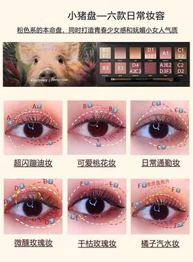 完美日记正品丹宁假日眼影十二色赤狐盘动物亮片斑虎丹顶麦兜小猪