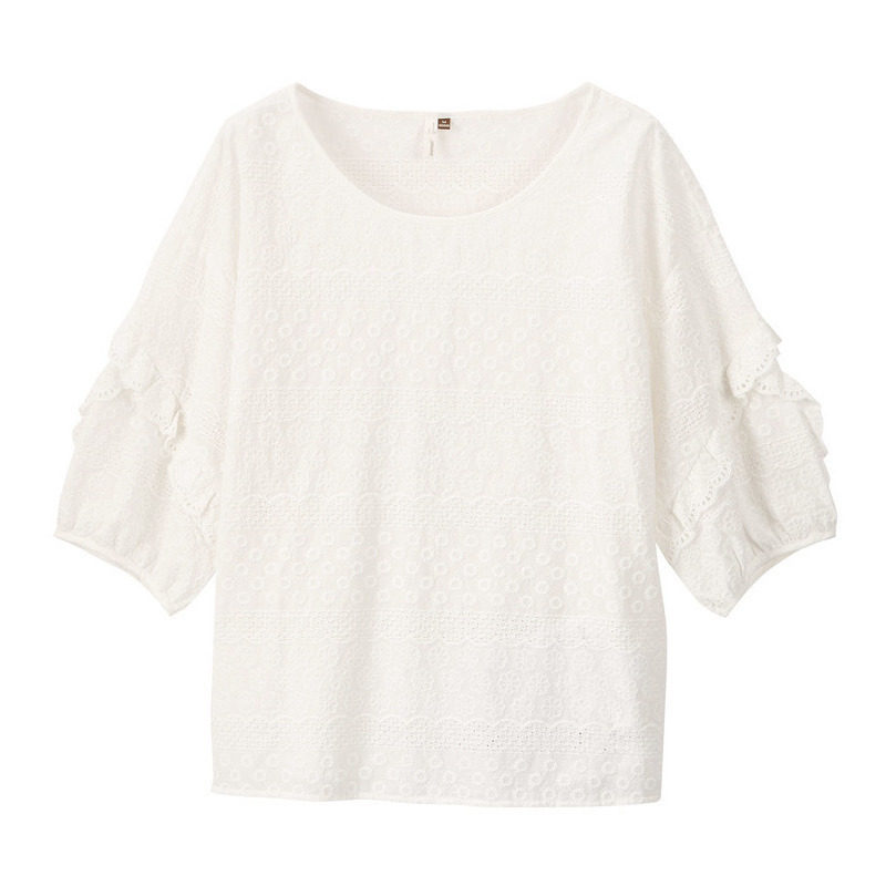 茵曼白色短袖夏季2022新款小众衬衫 茵曼慢生活衬衫