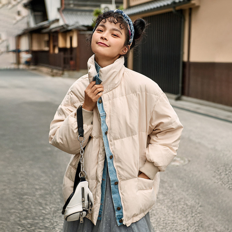 裂帛2020新款鲜花刺绣慵懒风羽绒服 裂帛立天羽绒服