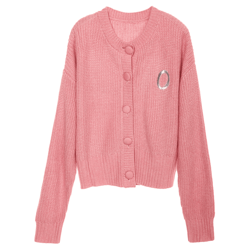 裂帛短款2020春装新款刺绣粉色开衫 裂帛立天毛针织衫