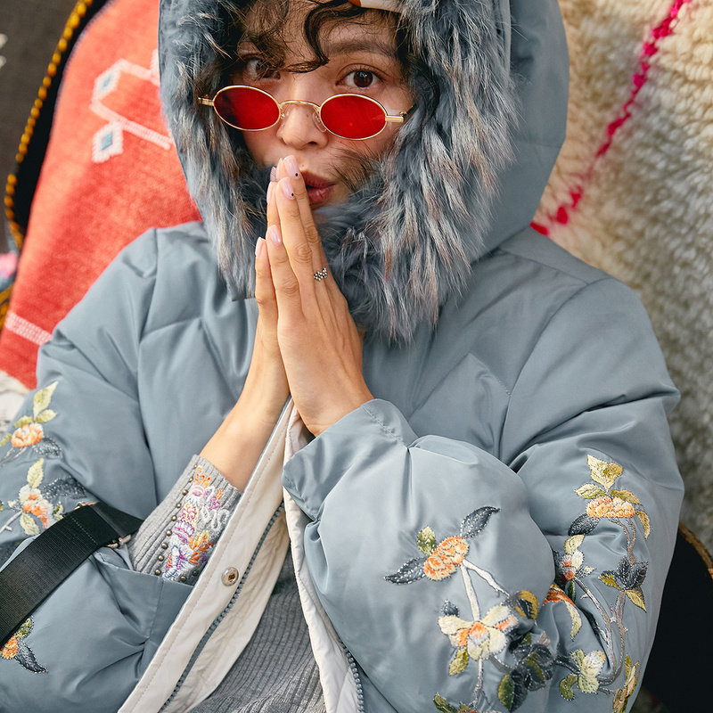 裂帛中长款2020冬季新款刺绣白鸭绒 裂帛立天羽绒服