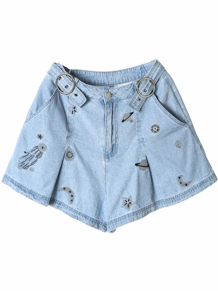 裂帛宽松牛仔女2019新款秋季字热裤 裂帛立天牛仔裤