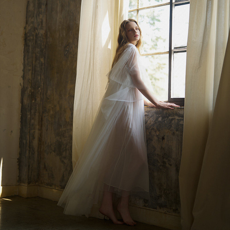 CA BRIDA【爱的梦纱】【黑标】新品浪漫皇式长拖尾薄纱睡袍P115D1,淘宝优惠券,粉丝福利购,淘宝优惠卷