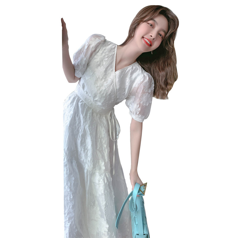 碎花连衣裙显瘦小雏菊夏装v领裙子 蒂妮佳连衣裙