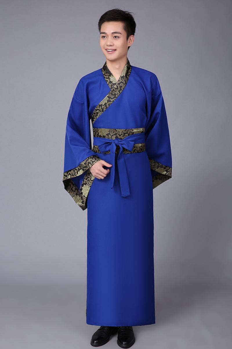 蜜糖依恋旗舰店男士黑色汉服直裾深衣 华服唐装古装古代服装汉服男男士曲裾书生0