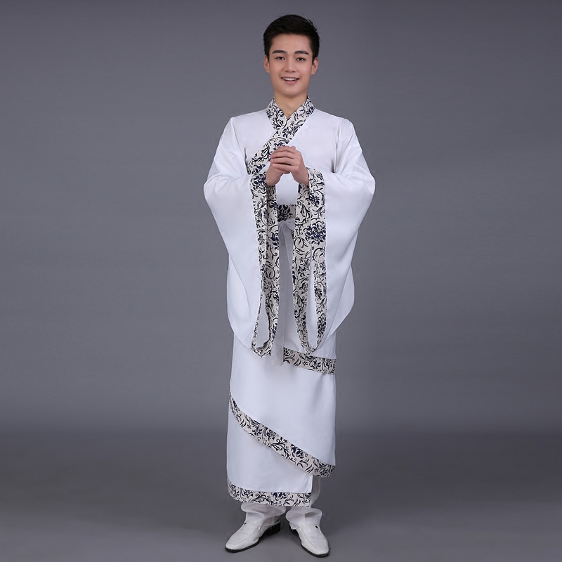 蜜糖依恋旗舰店华服唐装古装古代服装汉服男男士曲裾书生 大臣黑色三国直裾深衣1