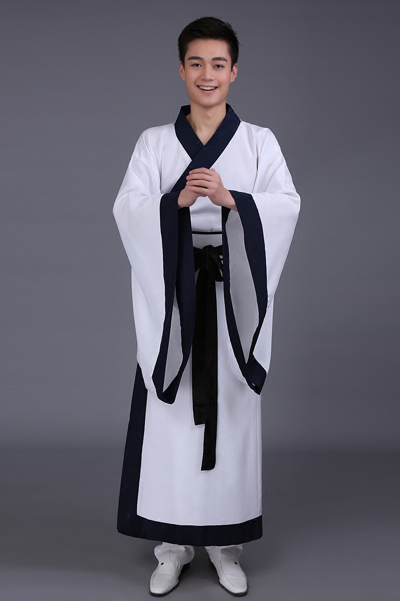 蜜糖依恋旗舰店十七坊 古装汉服直裾深衣 男侠客服装 书生装才子服古代学生装3