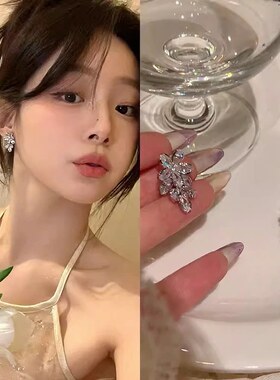韩系精致锆石蝴蝶结耳环女高级感轻奢气质流苏耳钉爆款百搭耳饰品