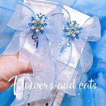 Gloves Girls perform Changing Dress Gloves Children Esha Princess Summer Clear Blue Snow Flowers Spring Summer New Festival Day