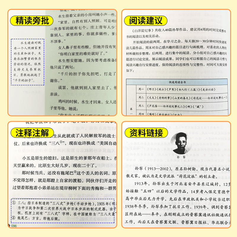 七年级上册全4册镜花缘猎人笔记湘行散记白洋淀纪事人教版人民教育出版社初一初中生课外阅读书籍教材配套名著文学原著正版非必读-图2