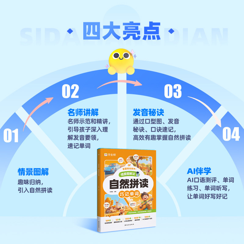 2024作业帮情景图解法自然拼读法巧记单词1-6年级小学英语国际音标速记单词汇总表全国通用名师拼读课记背神器1200词视频讲解