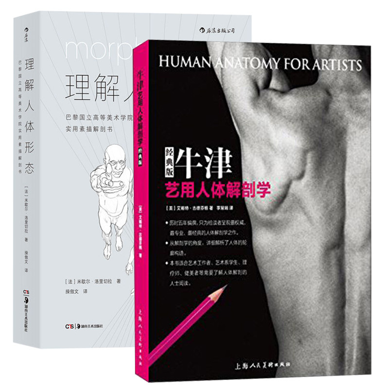 正版套装2册 理解人体形态+新版牛津艺用人体解剖学 绘画理论素描速写 人体形态素描速写集 人体构造透视构图讲解百科教程教材书籍
