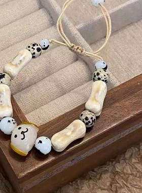 萌甜敲独特~小狗骨头手串轻奢精致情侣手链女生可爱个性ins手饰