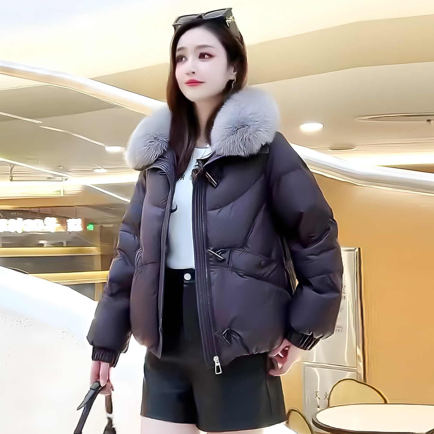 真狐狸毛羽绒服女2025冬季新款时尚宽松显瘦休闲风白鸭绒外套短款,淘宝优惠券,粉丝福利购,淘宝优惠卷