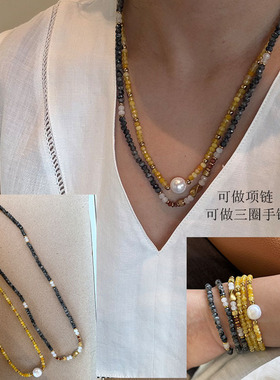 陌然天然优化绿松石项链女夏小众设计感超仙中国风琉璃石轻奢长