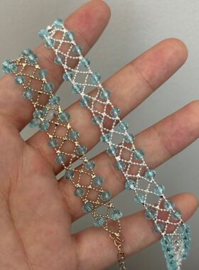 陌然ins小众设计感手工串珠手链厚银真金电镀手饰抽拉戒指百搭