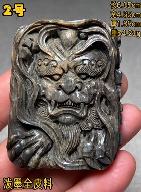 深咖色猛犸牙貔貅牌子，撒墨料猛犸牙瑞兽吊坠，特色料猛犸牙挂件