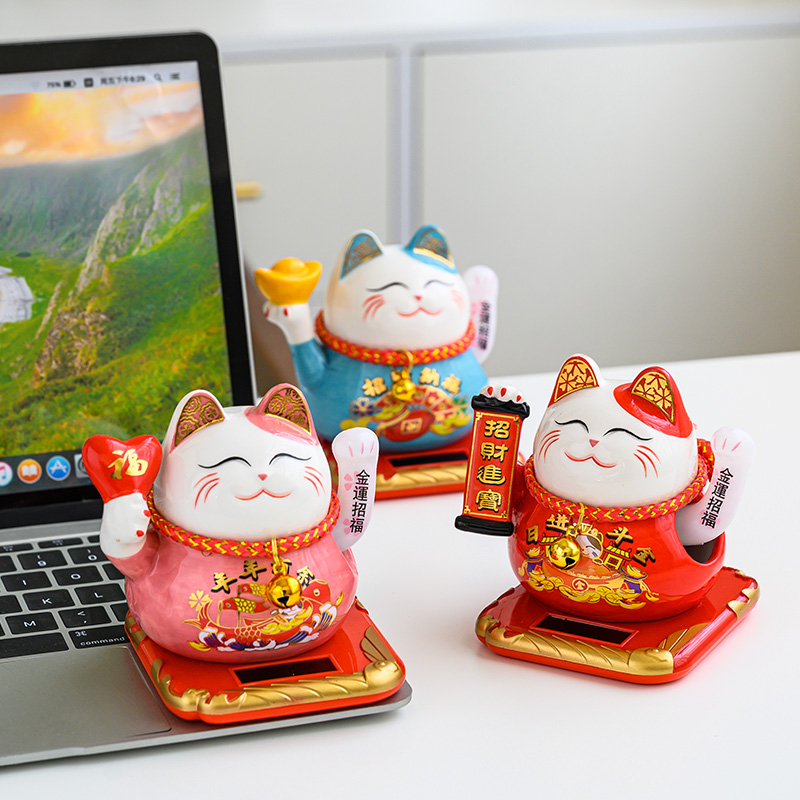 速发招财猫创意小摆件太能摇手汽车内饰自动招手店铺开业礼 - 图1