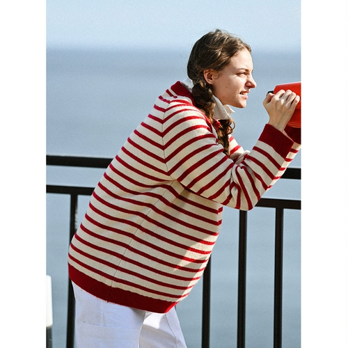 Зимняя японская школьная юбка, трикотажный красный свитер, увеличенная толщина, круглый воротник