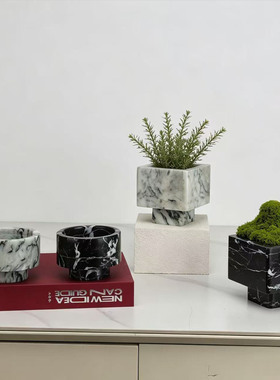 天然大理石苔藓微景观托盘装饰品