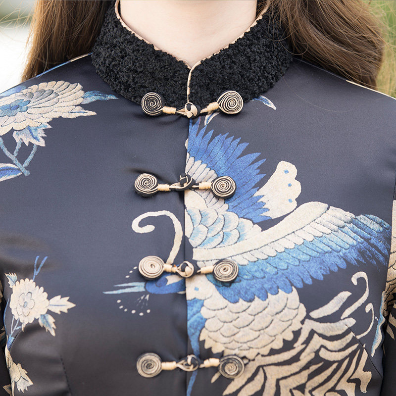 如意风改良唐装中式斜襟加厚棉衣 如意风棉衣/棉服