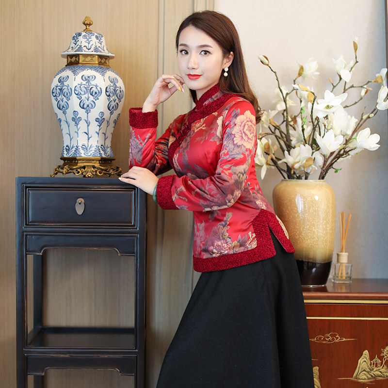 如意风唐装女中国风妈妈小棉袄旗袍 如意风上衣