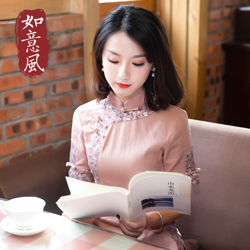 棉麻女唐装中国风复古风改良夏上衣 如意风上衣