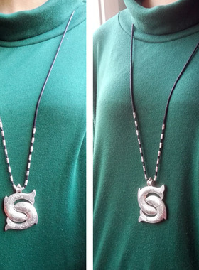 民族风纯银挂饰质感毛衣链现货