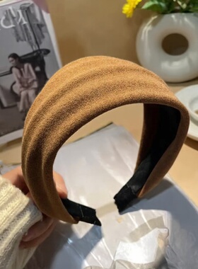 复古秋冬宽边绒面发箍