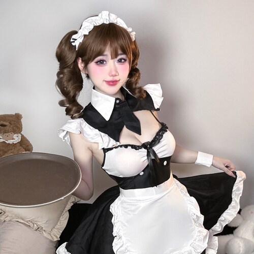 性感纯欲清纯甜美小胸女仆制服cos角色扮演女佣情侣约会晴趣qqny - 图2